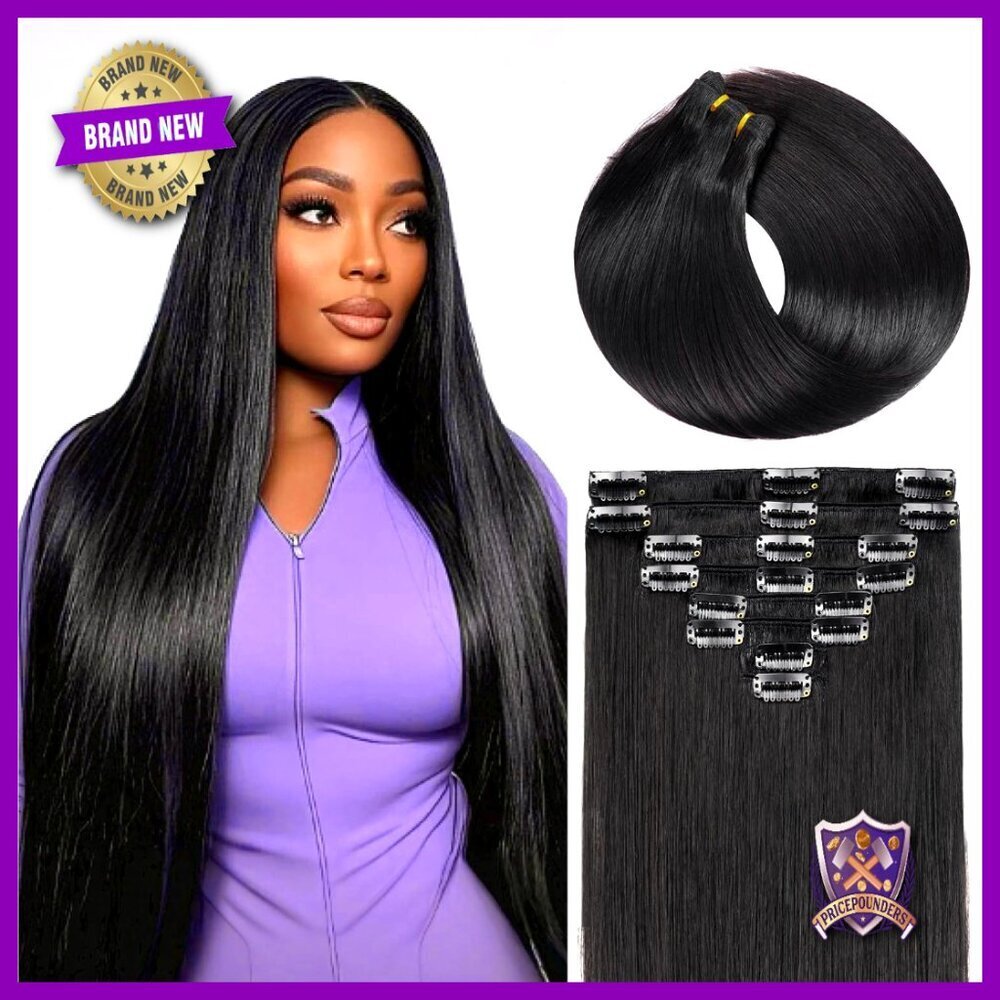 Straight Human Hair Clip-In Extensions Elegant Minimal Chic Salon Quality
